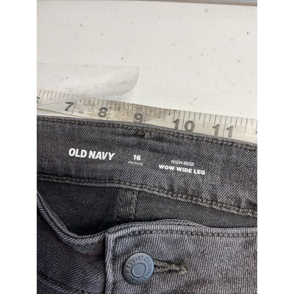 Old Navy Women Petite Size 16 Wow Wide Leg Jeans High Rise Dark Gray NEW - Picture 5 of 9